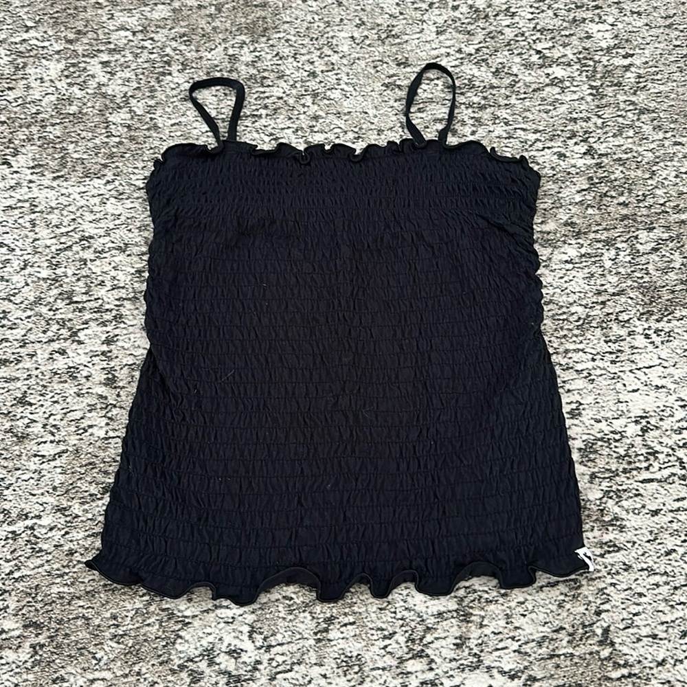 Seersucker black tank top